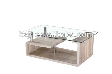 Wooden Paper Covered MDF Glass Coffee Table