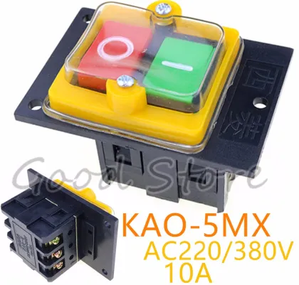 1PCS KAO-5MX 10A 380V for Cutting Machine Bench drill Switch Waterproof Push Button Switch Power On/ Off Switch KAO-5