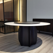 Walnut Stainless Steel Surface Dining Meja