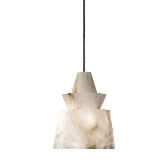 White Alabaster Stone Pendant Lamp for Geometry Restaurant Hotel Dining Room Suspension Fixture