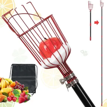 Stainless Steel Adjustable Fruit Picker with Telescopic Pole and Basket: Efficient Harvesting Tool