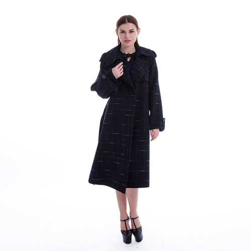 Sapphire Plaid cashmere overcoat