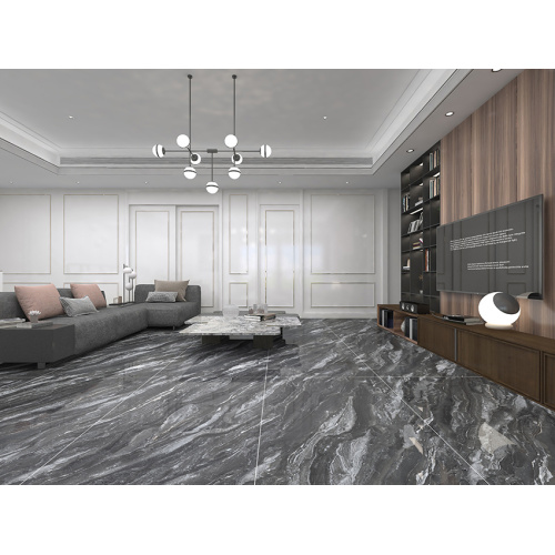 Piastrella per pavimenti in ceramica con struttura in marmo grigio scuro