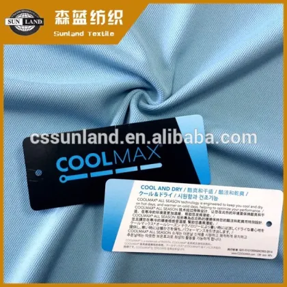 100 polyester coolmax weft knitted short sleeve fabric
