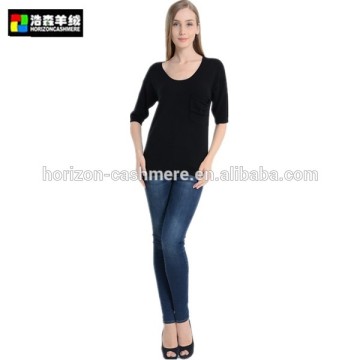 Black Long Sleeve Pullover, Black Plain Cashmere Pullover
