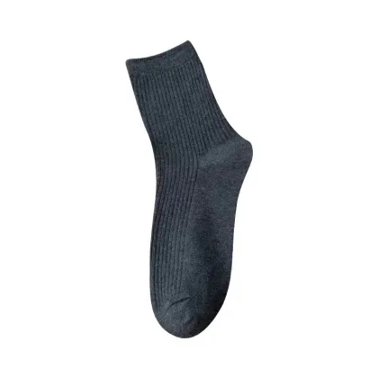 Spring Men's Solid Color Mid-Calf Sports Socks: Sweat Absorbing & Odor-Proof