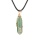 Green Aventurine Hexagonal Pointed( 8x32mm) Pendant Wrapped Gold Wire Necklace 45cm Black Cord