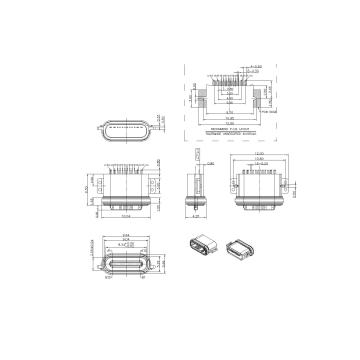 16P Female Waterproof SMT with Cambered DIP