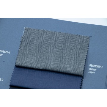 Grey Herringbone 50% Wool Fabric