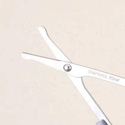 Curved Head Stainless Steel Safety Scissors for Makeup and Facial Hair Removal