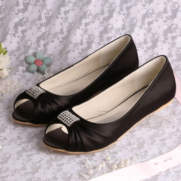 black satin flat shoes