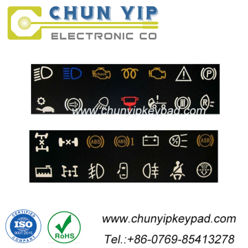 Custom car digital indicator lamp membrane graphic overlay panel-