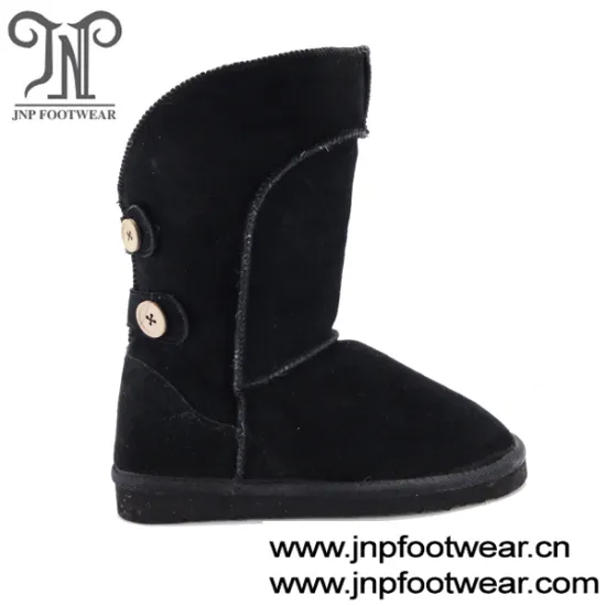 Fur lined snow boots women with back button