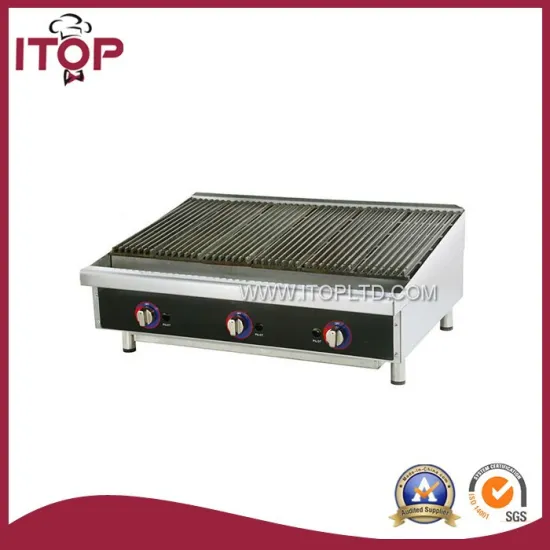 Stainless steel USA gas lava rock bbq machine