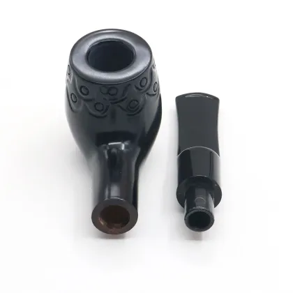 hot sale  classic black beech men's smoking pipe with carved pattern