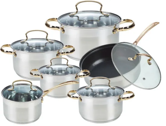 gold handle pot and pan