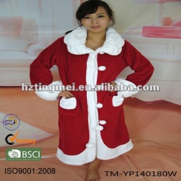 ladies' polyester printing coral fleece bathrobe