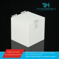 Visor de doação em acrílico branco elegante com recurso de travamento