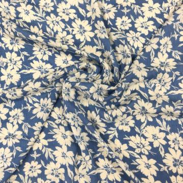 Rayon Crinkle Printed White Daisy Flower Cloth