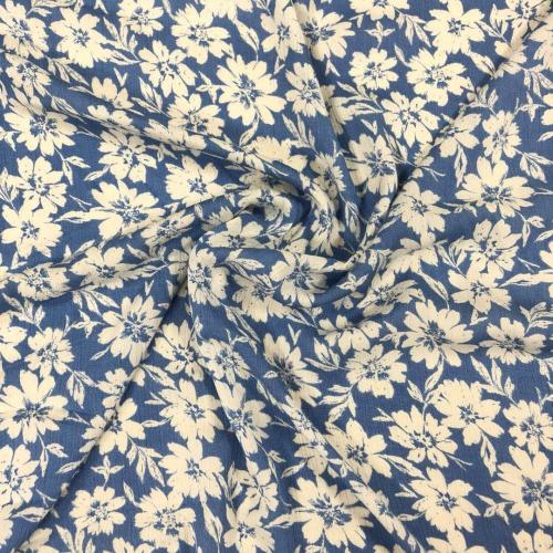 Rayon Crinkle Printed White Daisy Flower Cloth