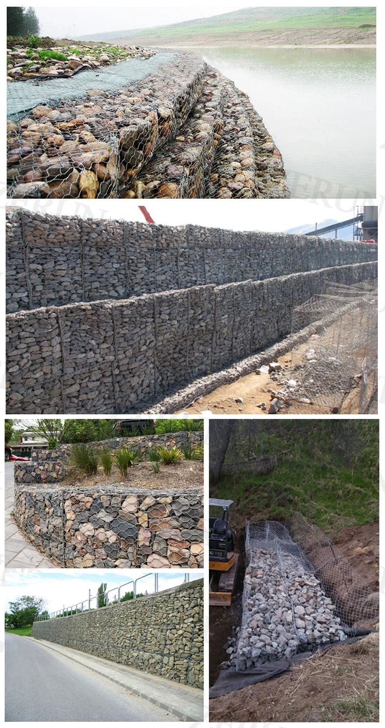 Caixa de malha galvanizada revestida com PVC caixa gabion hexagonal gabion