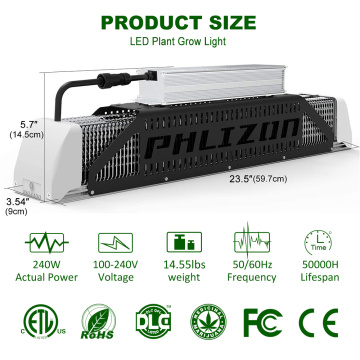 Iluminación LED de cultivo superior para invernadero Phlizon 240W