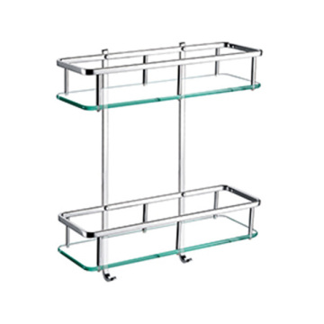 Hotel wc triangle aluminum two-double square glass bathroom storage rack