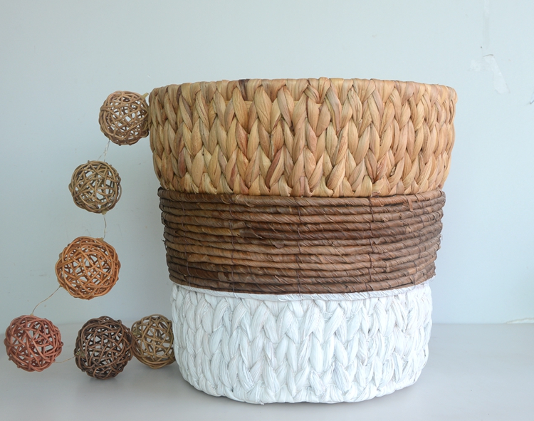 Round water hyacinth and maize rope storage basket-4 Round water hyacinth and maize rope storage basket-4