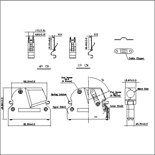 1.27mm Series Shielded Backshell Kits 68P Angled Exit With Spring Latchs HPMCR01-68XS