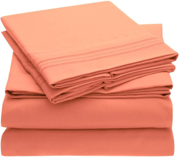 4 pieces solid color fitted bed sheet set