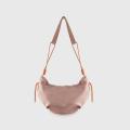 Sac à bandoulière hobo sport en nylon rose avec fermeture éclair