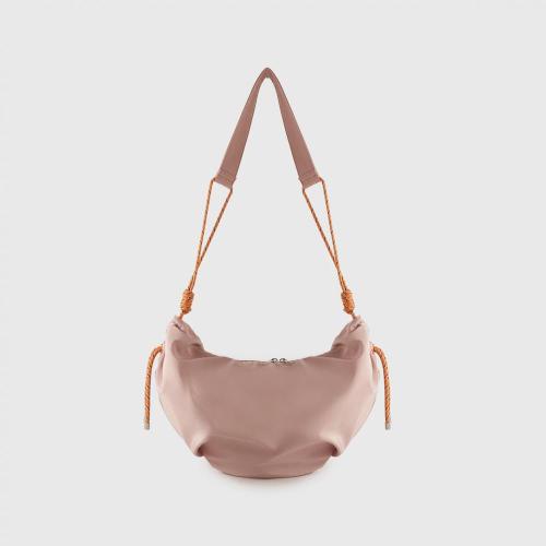 Sac à bandoulière hobo sport en nylon rose avec fermeture éclair