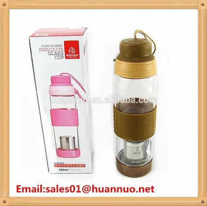 Sports Pyrex Glass Tea Infuser Bottle With Lid