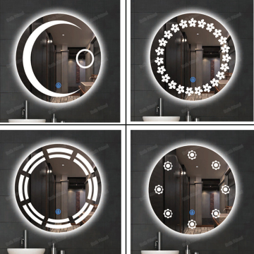 2024 New Wall-Mounted Glass Mirror with Silver Modern LED Touch Screen Dimmer for Bathrooms