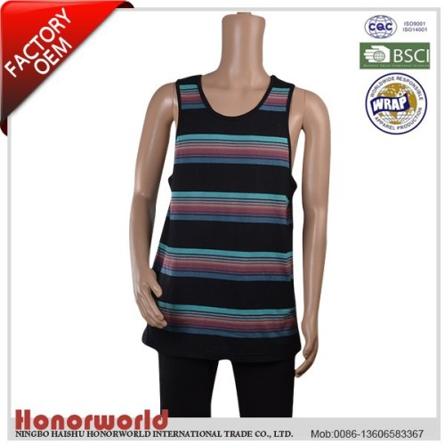 WRAP approved factory men 100% cotton jersey yarn dyed sleeveless t shirt with front pocket