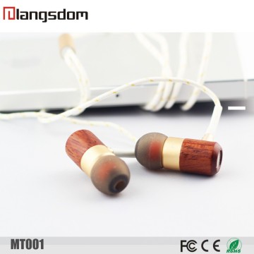 New Style in-ear wood stereo earphone wooden earbud with mic