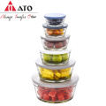 ATO 6pcs/Set Glass Salad Mowls с красочной крышкой