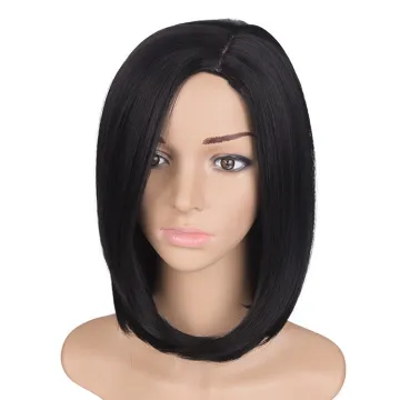 12.5inch Ombre Hair Medium Bob synthetic straight wigs Middle Part For Women Heat Resistant Cosplay Short Wigs