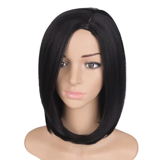 12.5inch Ombre Hair Medium Bob synthetic straight wigs Middle Part For Women Heat Resistant Cosplay Short Wigs