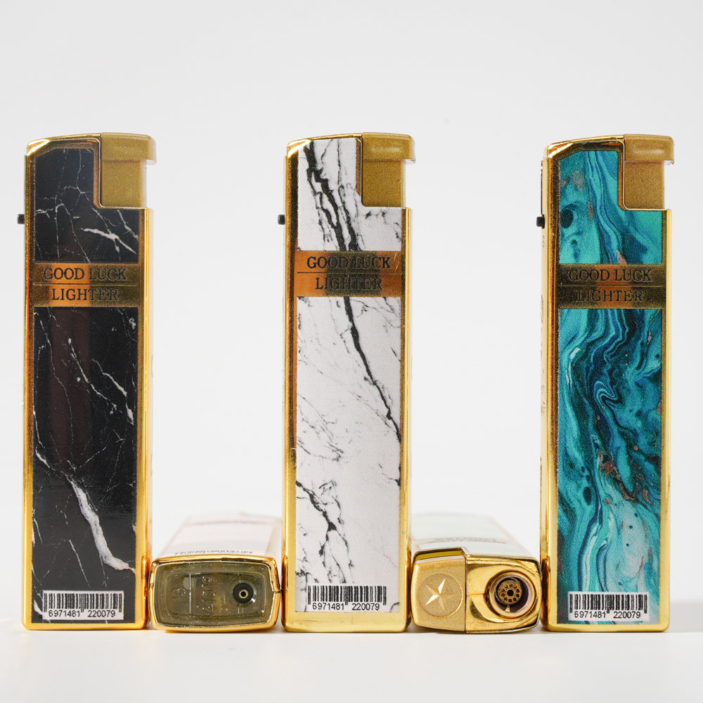 Jet Flame Marble-Effect Lighter with Metal Cover