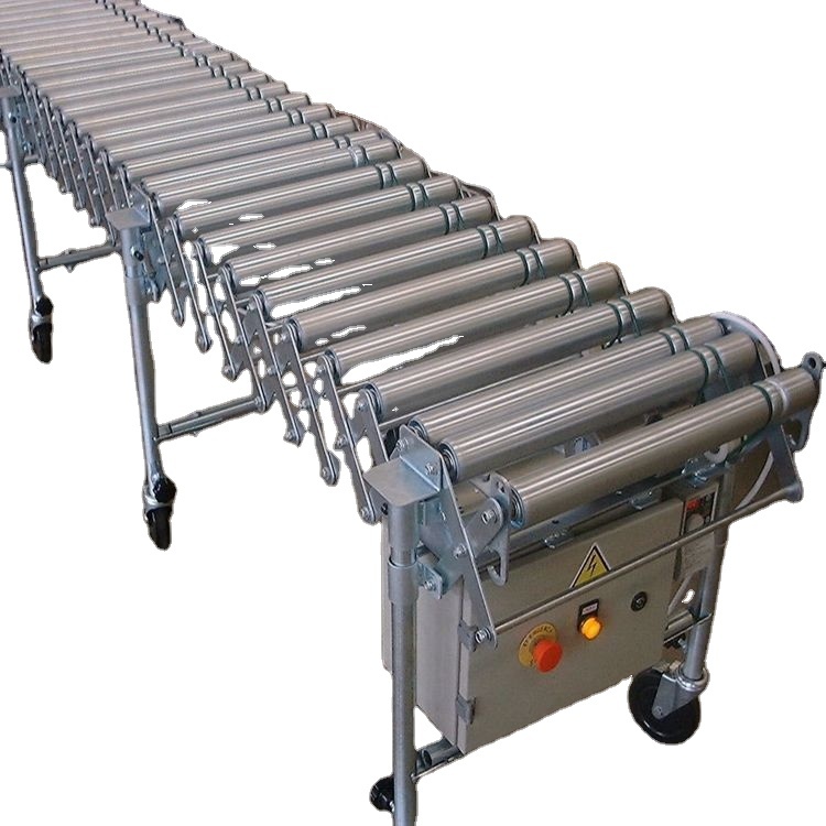 Gravity Flexible Skate Wheel Conveyor with Stainless Steel Legs and Telescopic Roller