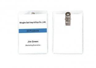 Promotional Spring jaw clip PVC Vinyl ID card wallet, Confe