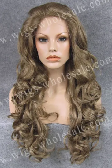 Synthetic long wave brown cheap synthetic lace front wig