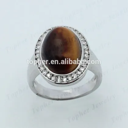 2015 new design ring natural tiger`s eye natural stone tiger`s eye ring