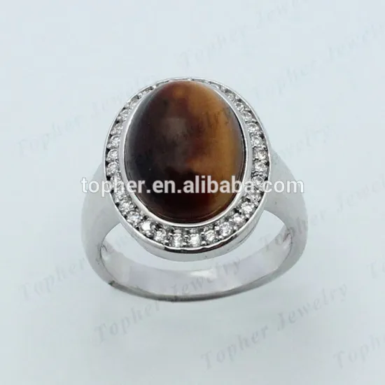 2015 new design ring natural tiger`s eye natural stone tiger`s eye ring