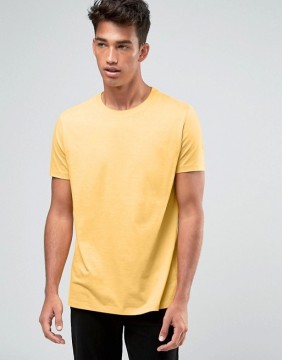 2016 High Quality Custom Short Sleeve Crew Neck Yellow Mens 100% Cotton Breathable Casual Plain T-Shirt