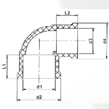 NBR5648 Водоснабжение Upvc Женский Колено 90 ° Серый