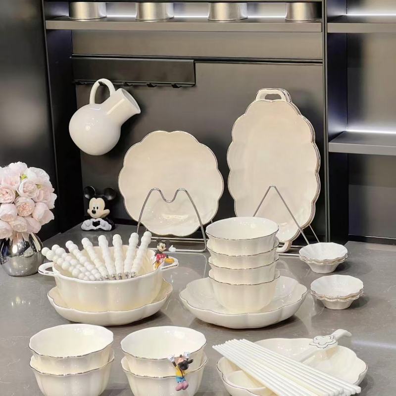 Elegant Ceramic Dinnerware with Mickey Fun Accents