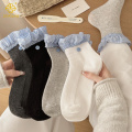 한국 스타일 격자 무늬 레이스 버튼 짧은 튜브 양말 트렌디 한 양말