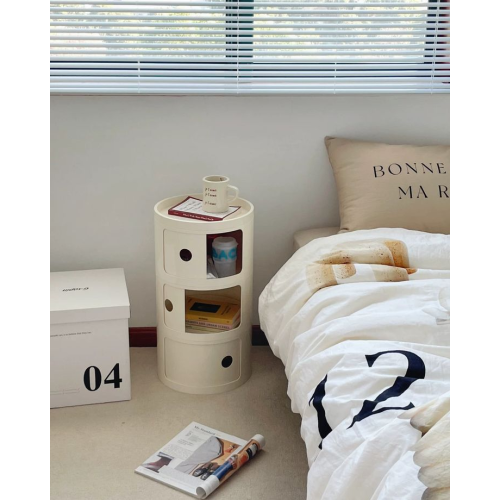 Plastic 3 Drawer Sliding Barrel Modern Bedroom Nightstand